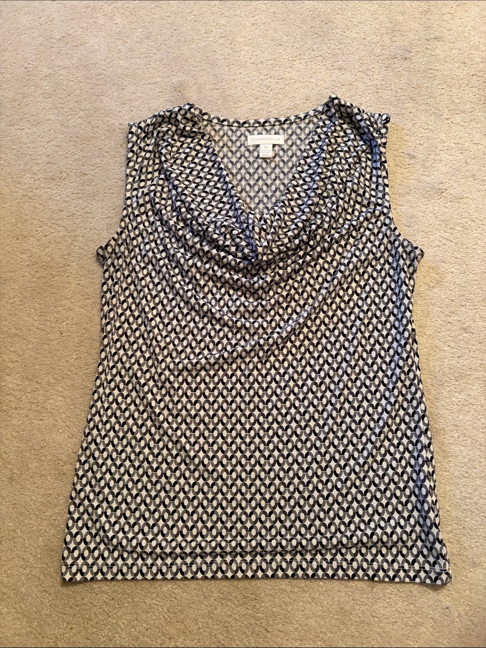 Charter Club Black & White Cowl Neck Geometric Camisole